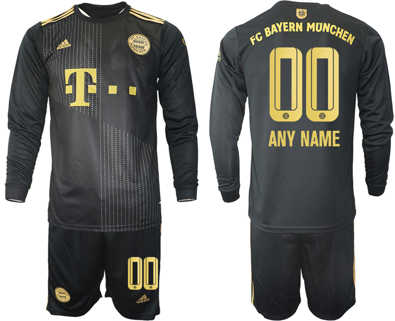 Men 2021-2022 Club Bayern Munich away black Long Sleeve customized Soccer Jersey
